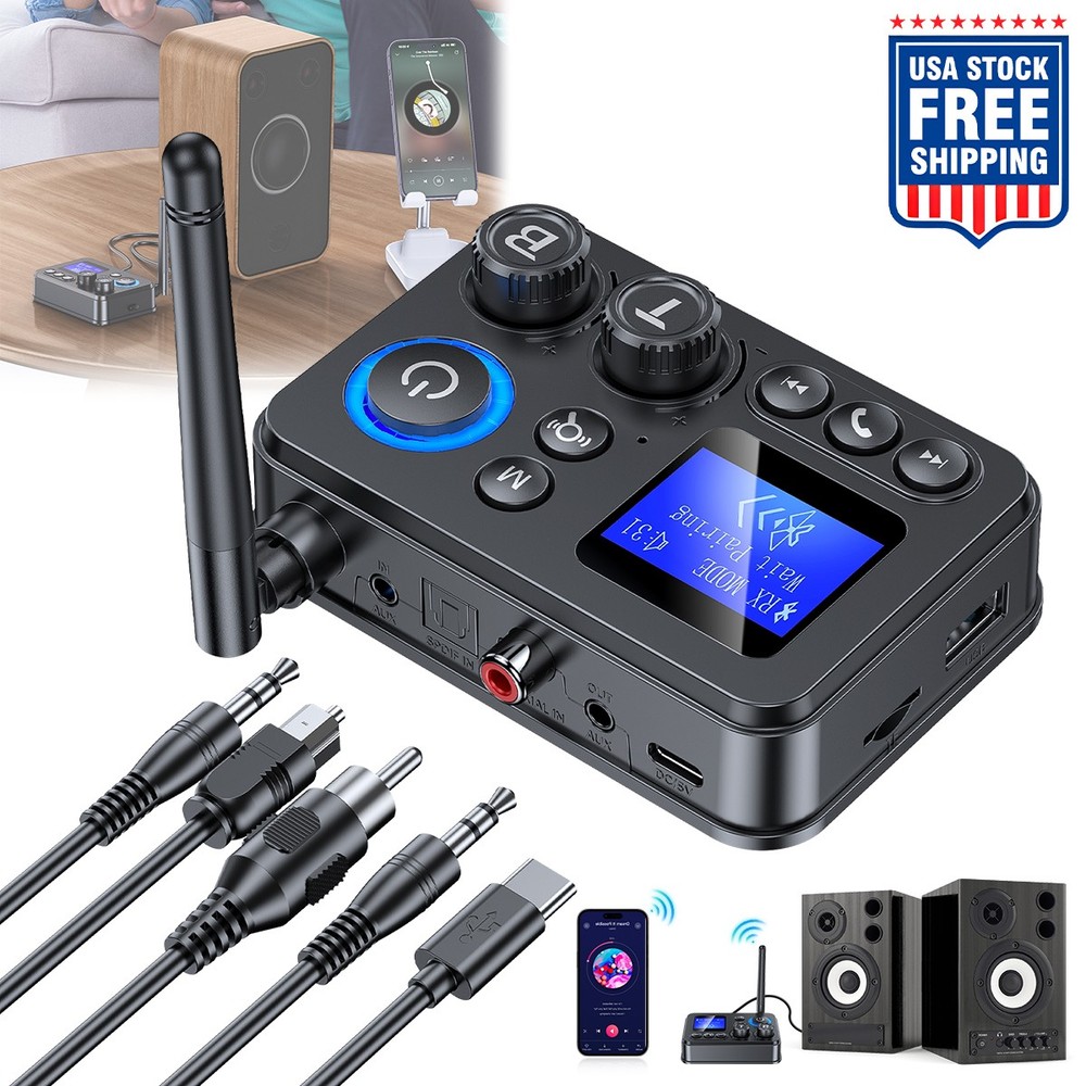 RX/TX Bluetooth 5.4 Transmitter Receiver 3.5mm AUX TV Home Stereo Audio Adapter