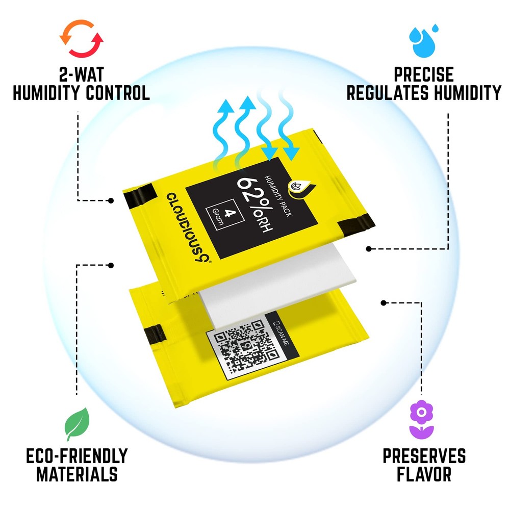Cloudious9-62% 2-Way Humidity Pack Regulator 4 Gram 4 - 12 Count, Yellow