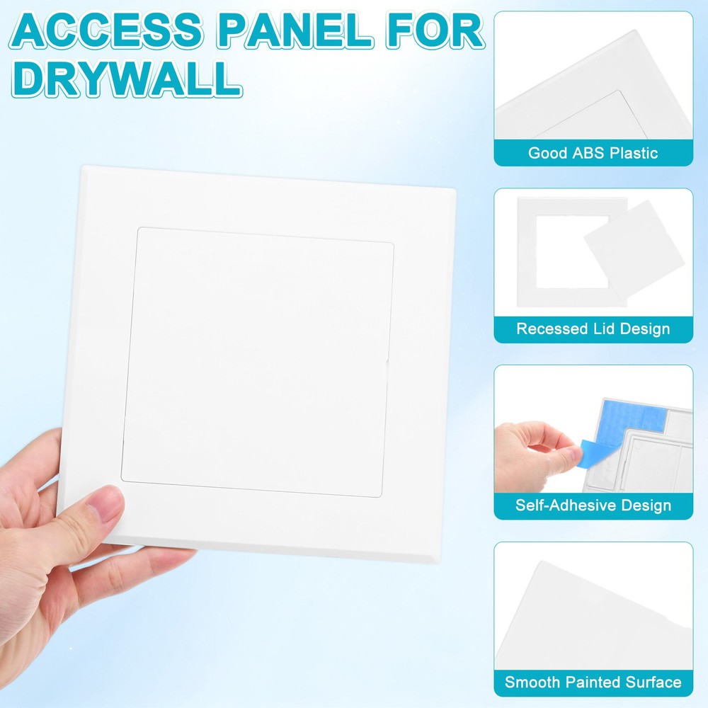 2-Pack Access Panel for Drywall, 5x5" Plastic Removable [White, Square]