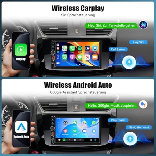 Double Din Wireless Carplay Android Auto Car MP5 Player+ Wireless CarPlay
