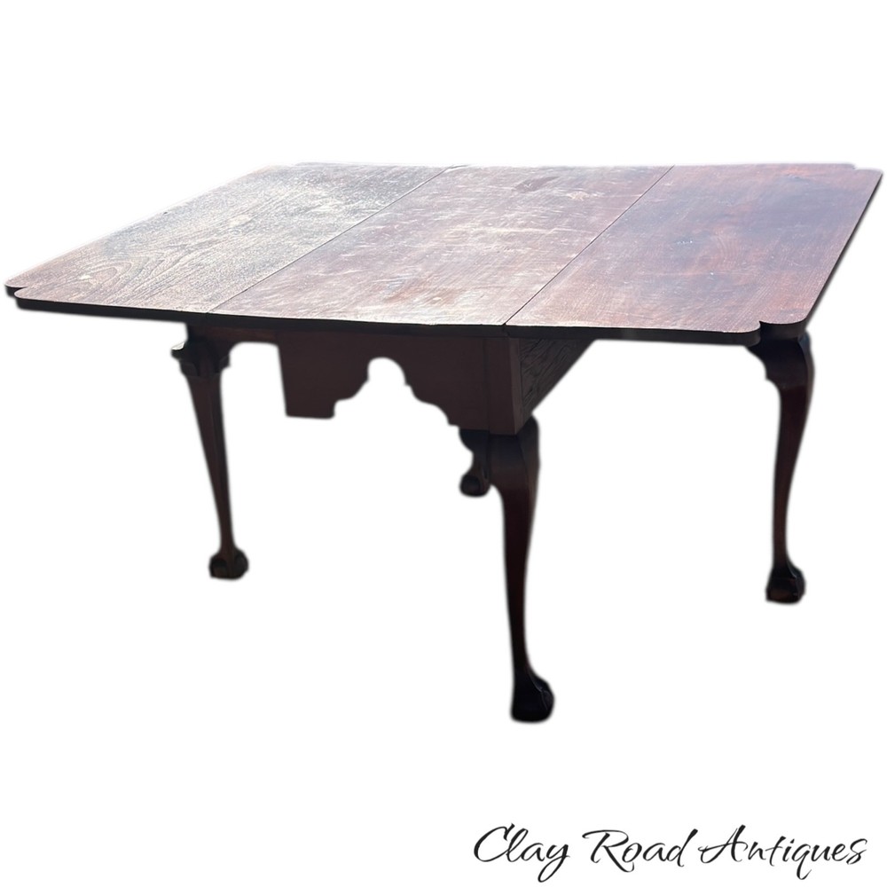 Antique Walnut Chippendale dining table 18th style ball & claw gate leg