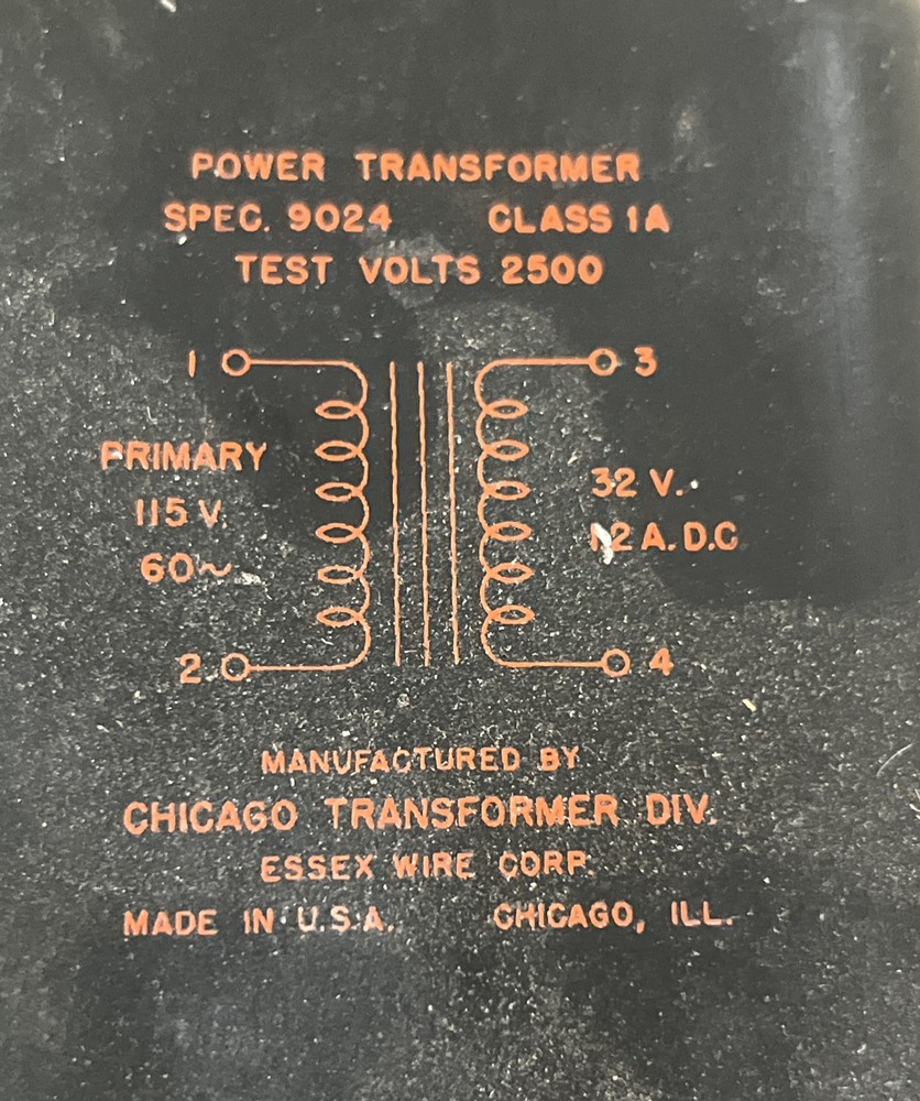 Chicago Spec 9024 Class 1A Power Transformer
