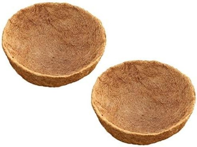 8-Inch Coconut Fiber Liners - Durable, Breathable Hanging Basket Inserts (2-Pcs)