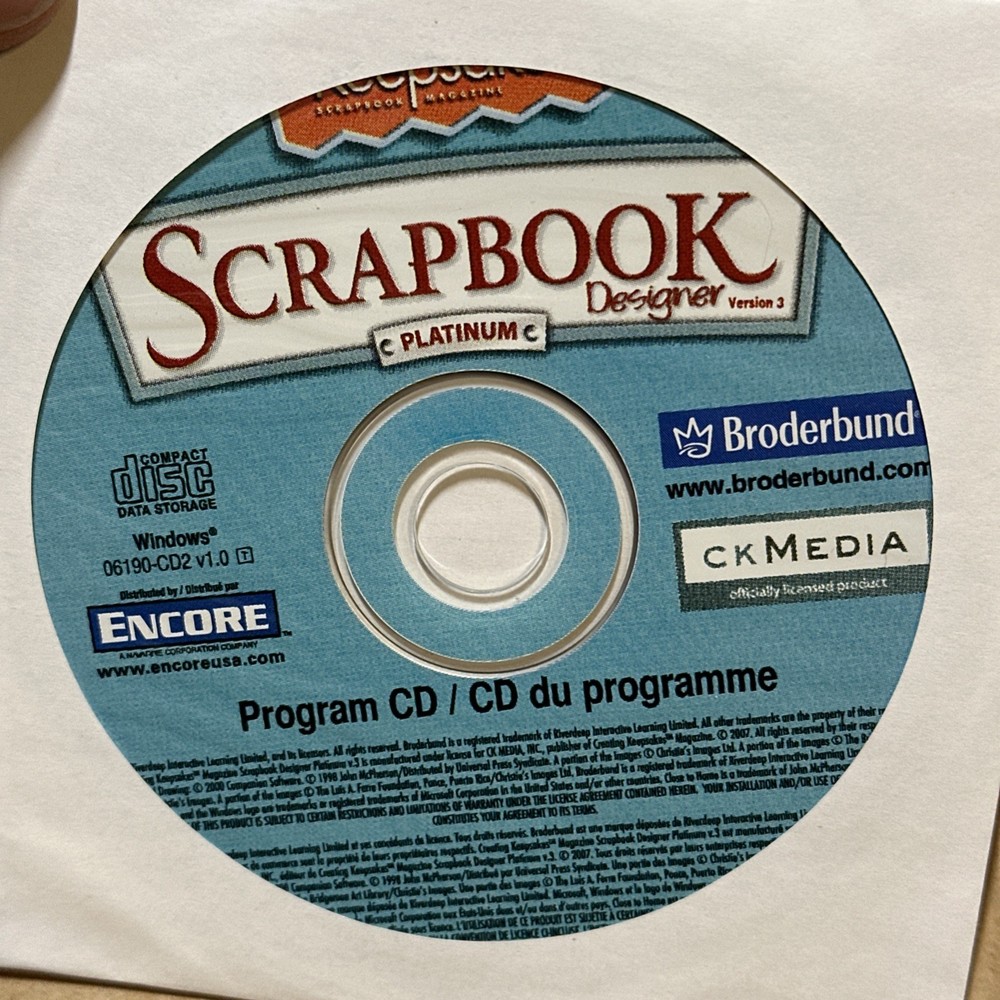 Broderbund Creating Keepsakes Scrapbooking Designer PC Software CD 4 Disks