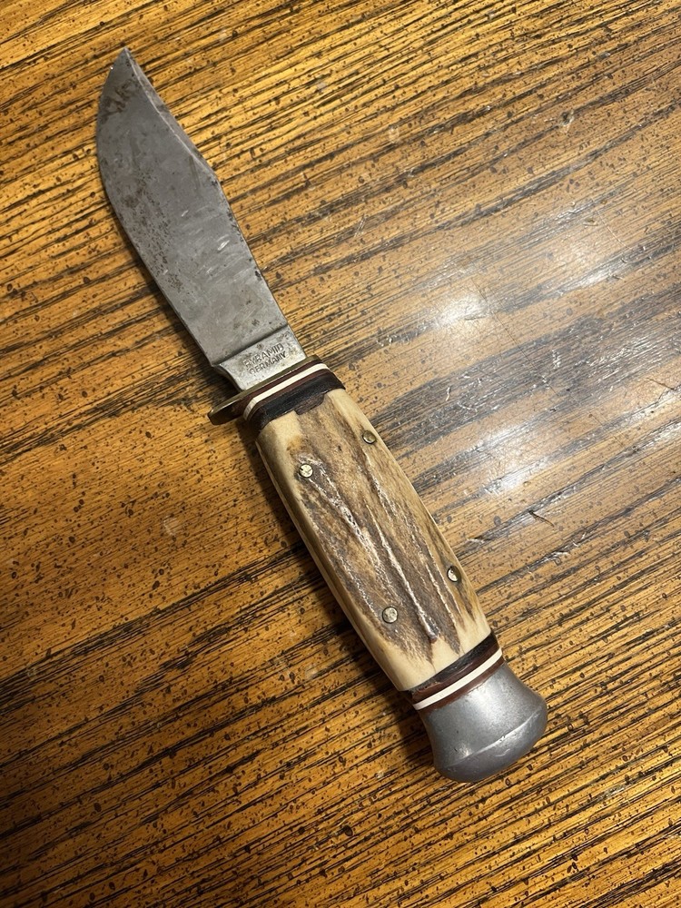 Vintage Made In Germany Pyramid Stag Handle Fixed Blade Knife