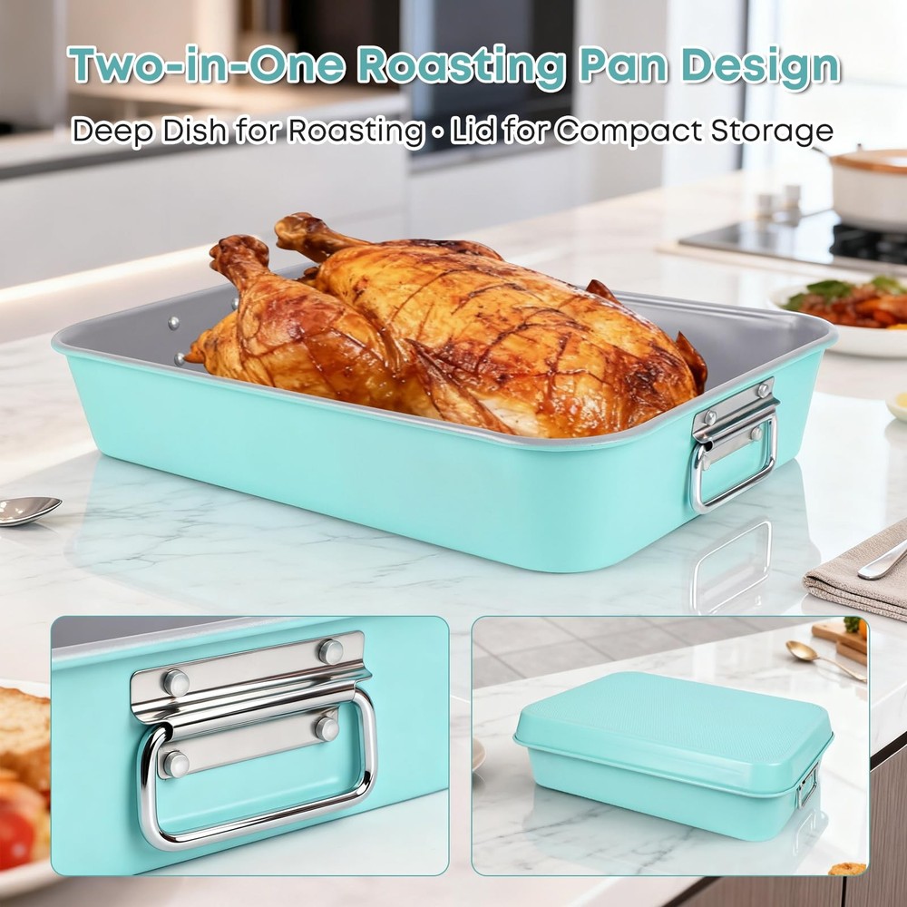 Spmarkt 21-pieces Stackable Nonstick Bakeware Set, L, Blue+Grey
