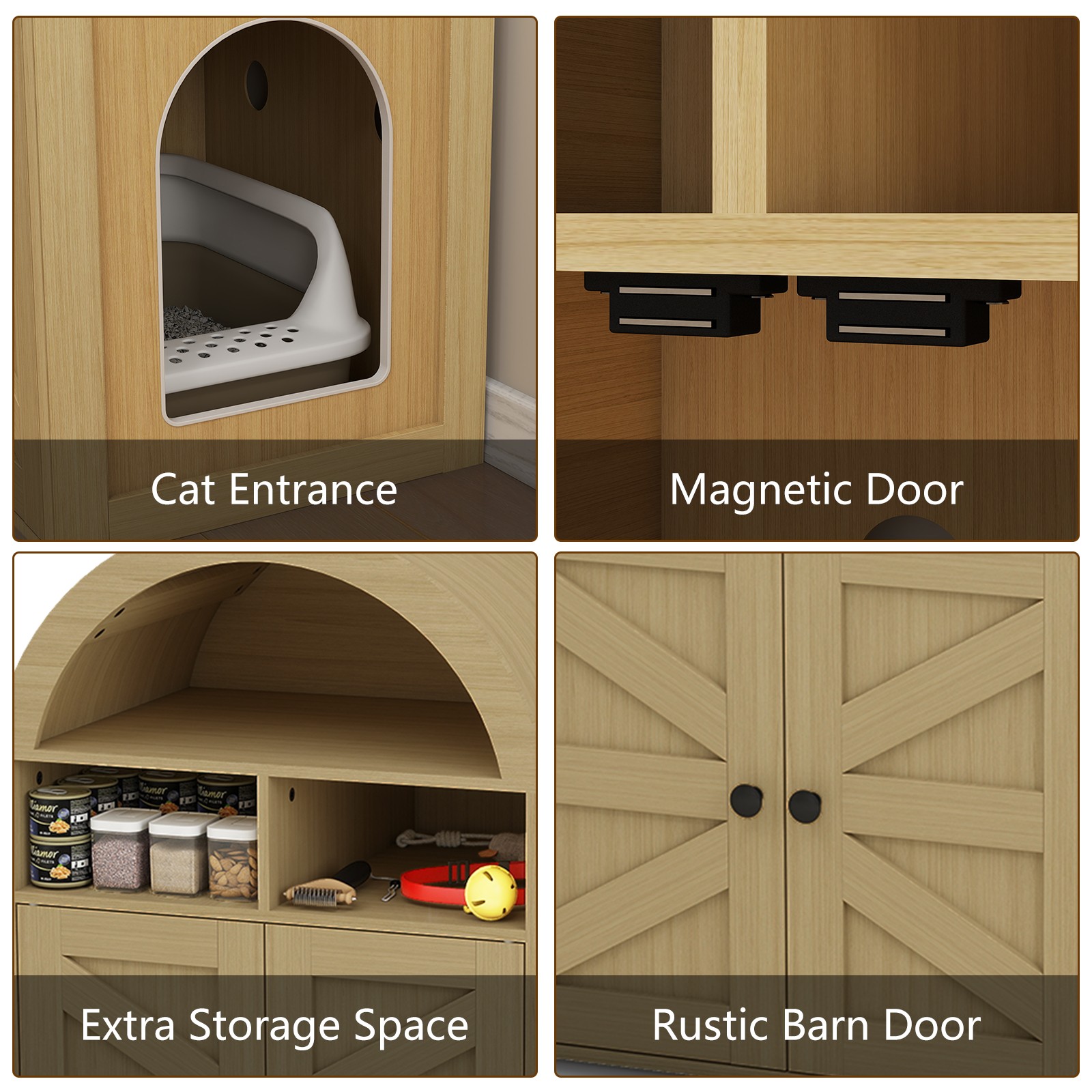 Hide Litter Box in Furniture Cabinet |Odor Control Enclosure w/ Discreet Storage