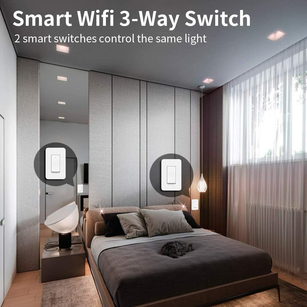 3 Way Smart Light Switch, work with Alexa IFTTT Remote Control, No Hub Required