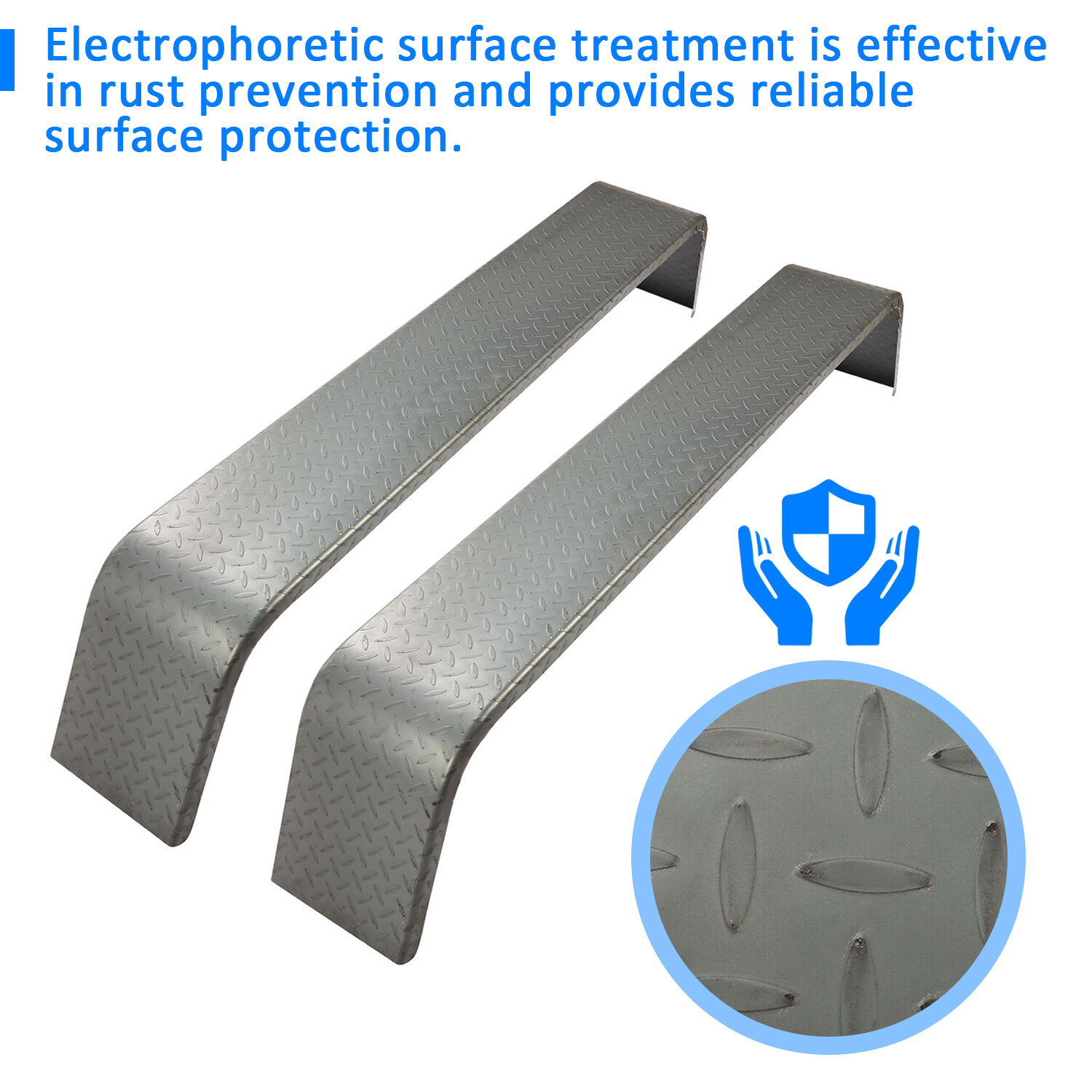 2 Steel Diamond Tread Plate Tandem Axle Trailer Fenders 10" x 72" x 13" Raw