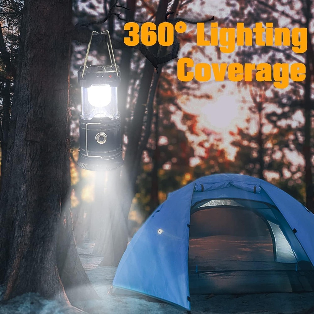 Collapsible LED Camping Lantern 4 Pack, Solar USB Rechargeable