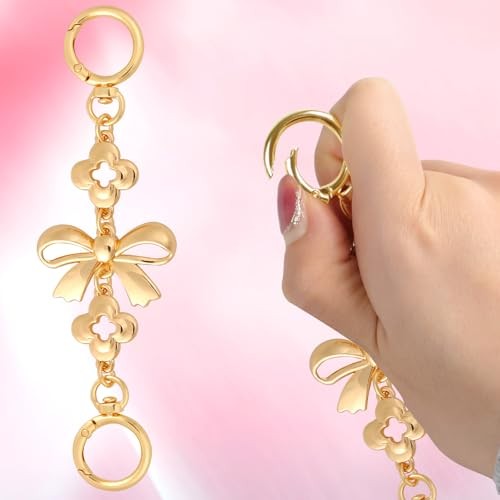 2 Pcs Bag Extender Chains Bow Pattern Purse Extender Chain Replacement Metal