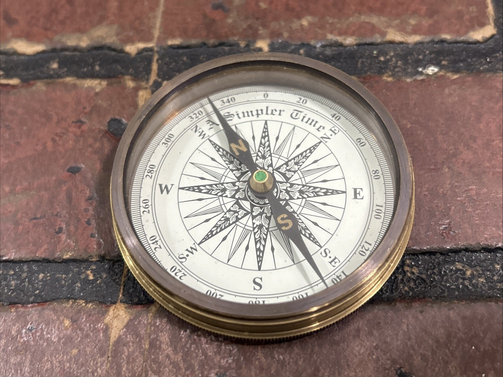Vintage Brass Pocket Compass 1980