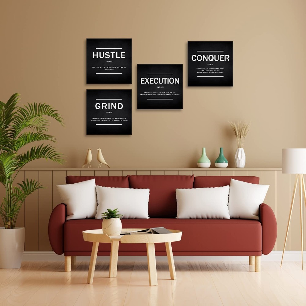 BWSPACE Grind Hustle Execution Conquer Entrepreneur Quotes Inspirational Wall...