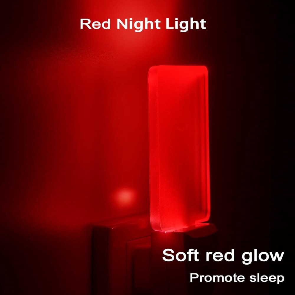 Red Night Lights Plug in 2 Pack, 0.5W Light with cube,