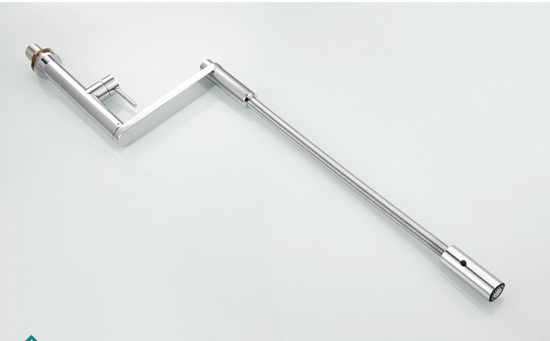 Chrome Brass Kitchen Faucet with Pull Down Sprayer,Commercial Single Handle Tap