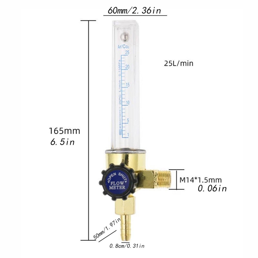 CO2 Flow Meter Carbon Dioxide Argon Gauge Replacement