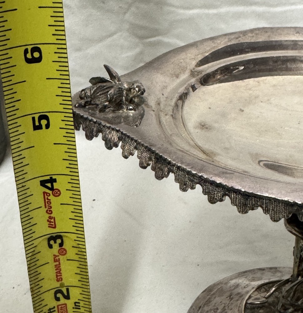 Hall Elton &Co Silver Plate Centerpiece Candy Dish,Child Figure,Bees -Mid 19th C