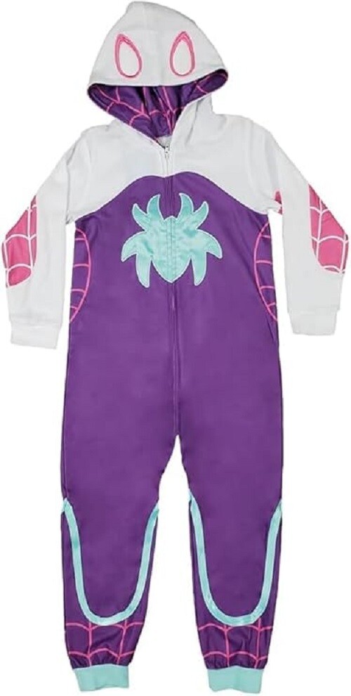 Costume Agent Spider Purple Superhero Cosplay Ghost Pajama Jumpsuit with Hood