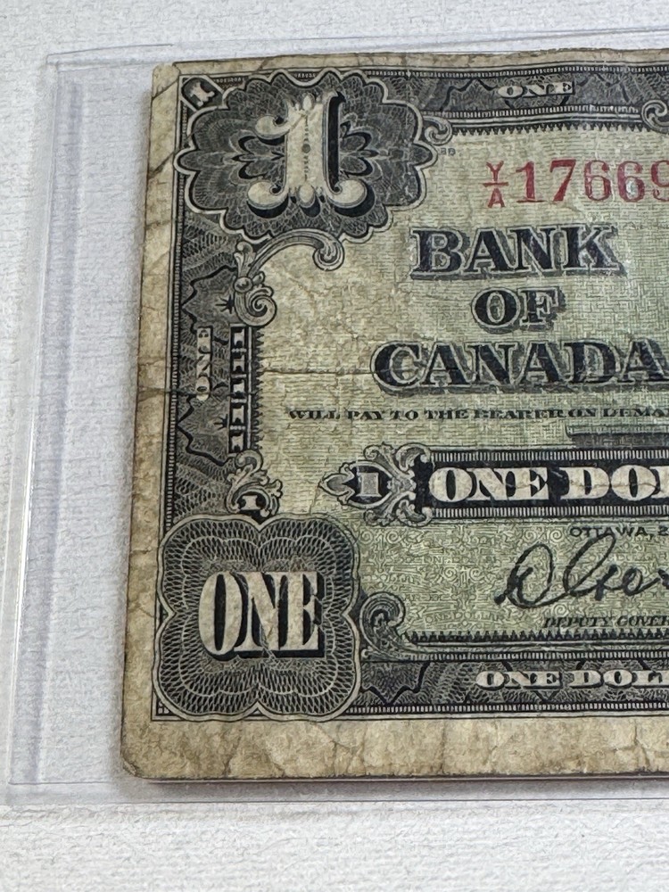 1937 Canada 1 Dollar Banknote P# 58d