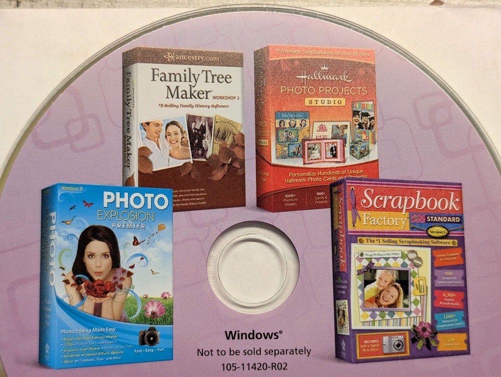 Family Creativity Essentials 4 Software PC CD-ROM Ancestry Family Tree Maker