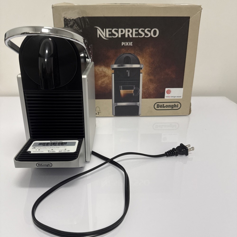 Nespresso Pixie Espresso Capsule Cofee Machine By Delonghi Black Silver