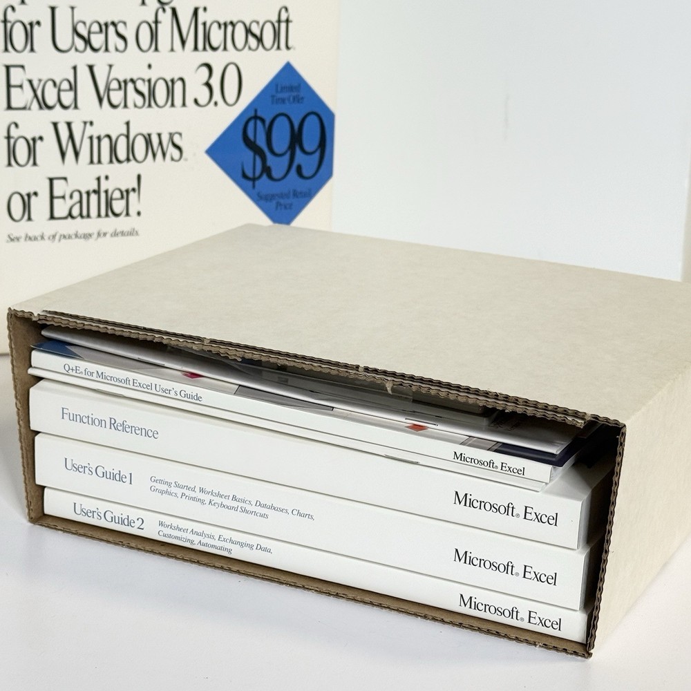 Microsoft Excel for Windows 4.0 Upgrade Version 3.0 Vintage Software READ ALL