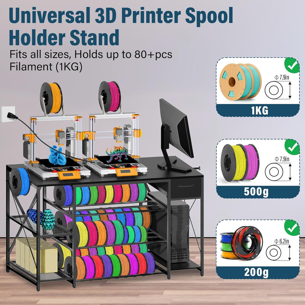 Upgrade Heavy Duty 3D Printer Table with Storage, Large 4-Tier 3D Printer Stand
