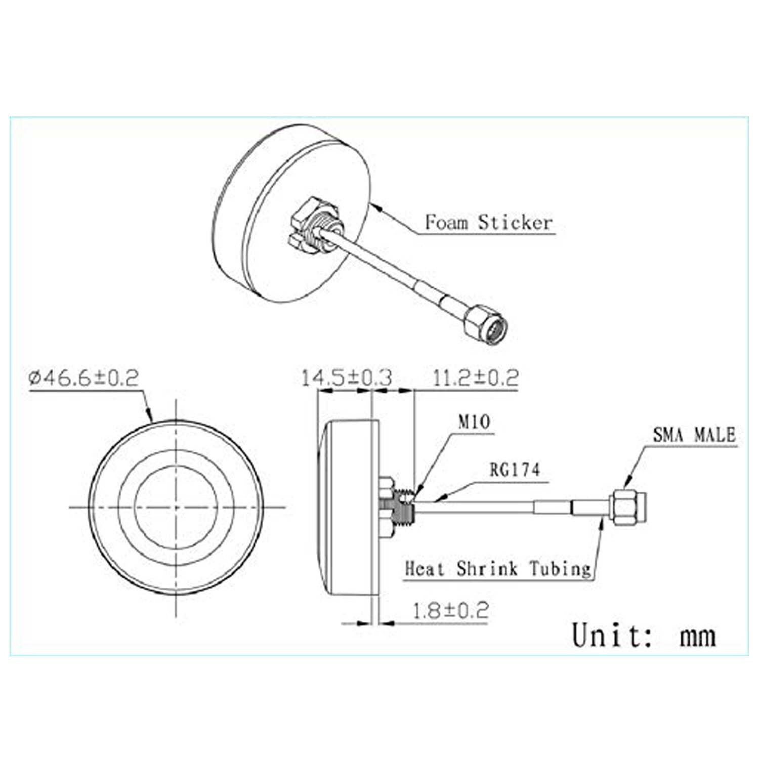 GPS Puck Antenna MCX Outdoor Waterproof Adhesive Screw Mount for Car Navigation