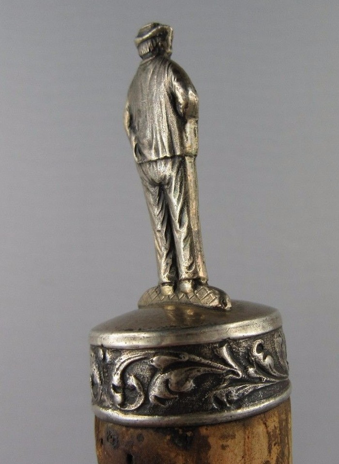 Vintage Wine Stopper Figurine a Man Winemaker Silver