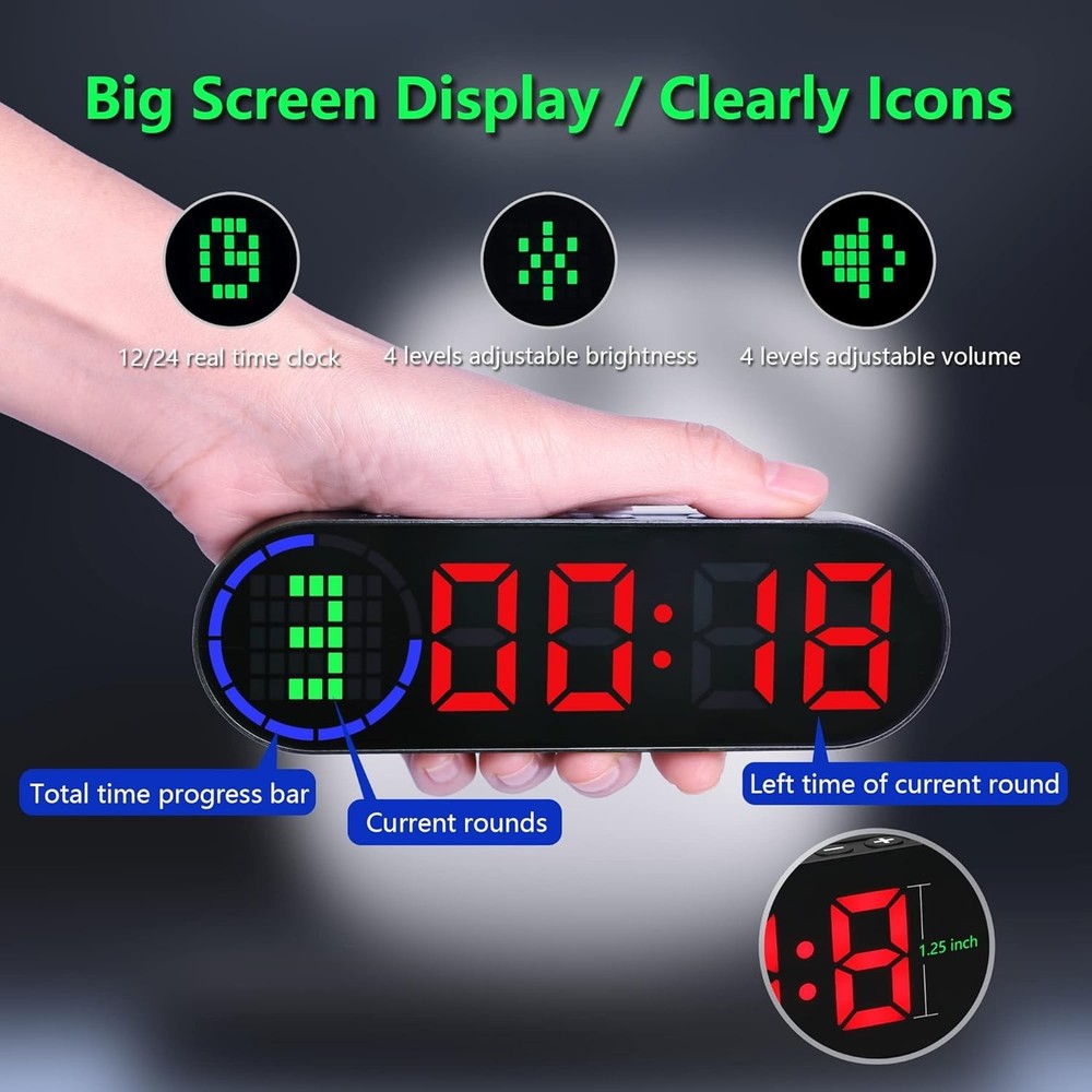 Portable Gym Timer for Home Gym Interval Timer for Workout with Time Progress