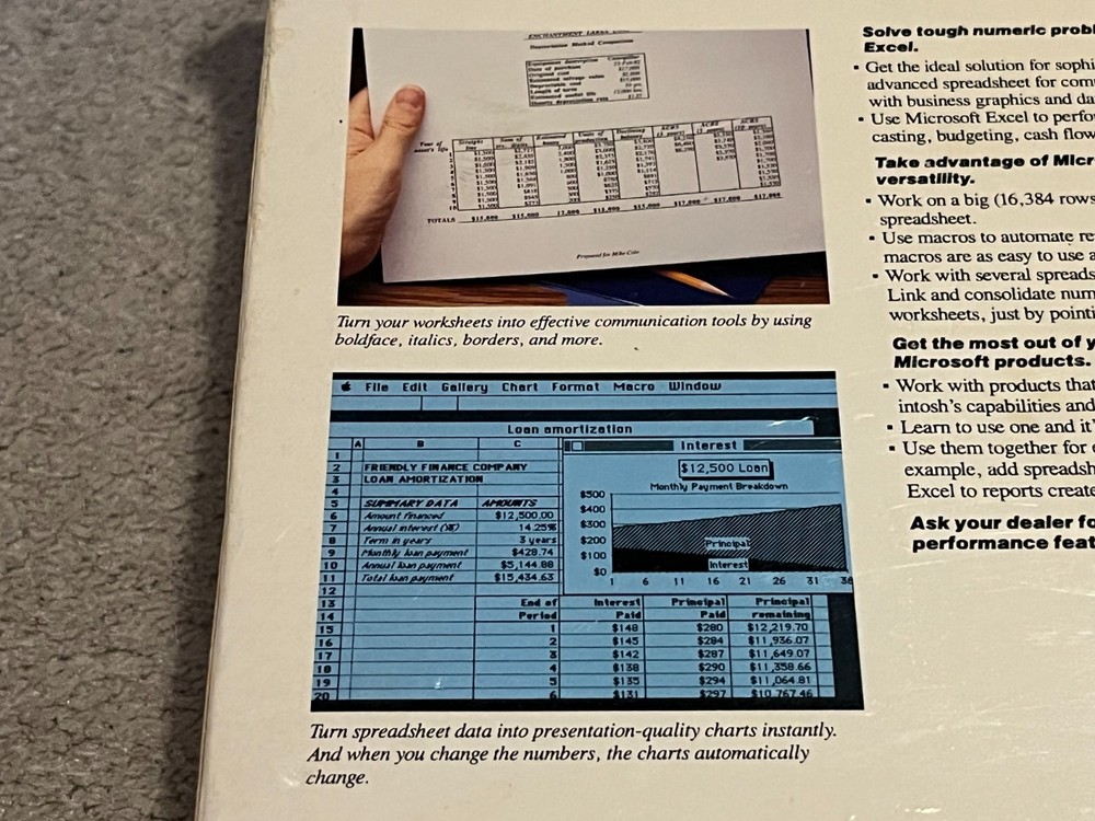 Microsoft Excel Basic File Maker Plus Vintage Rare 1987 WORKS