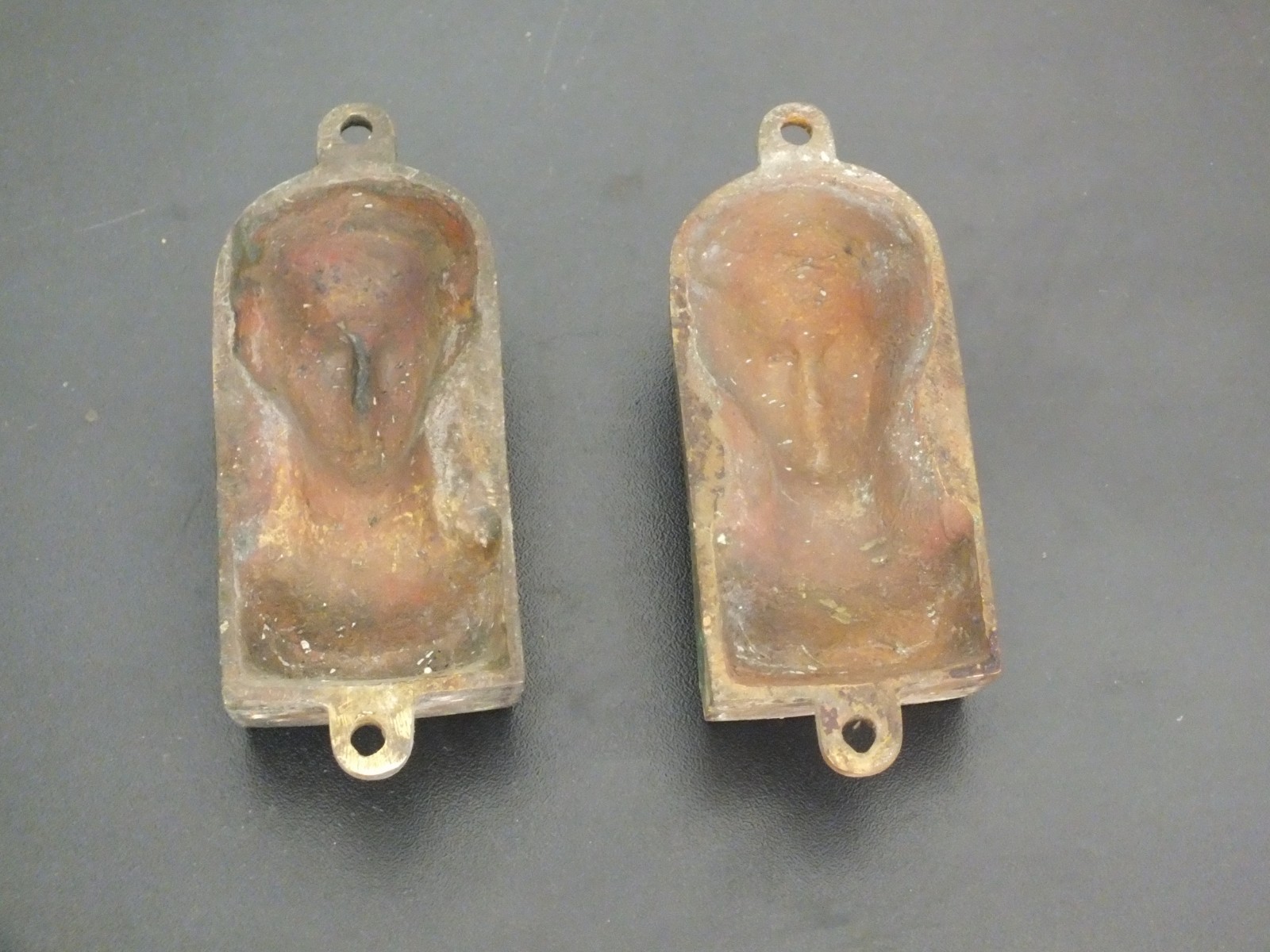 PAIR VINTAGE BRASS SPHINX EGYPTIAN MOUNTS ORMOLU HARDWARE FURNITURE MOUNT