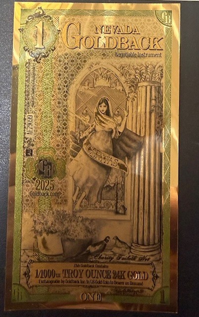 Nevada 1 Goldbacks Gold Polymer Notes 1/1000th Troy Oz 24KT .999 Goldback