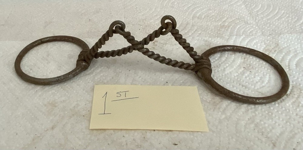 1ST-Twisted Snaffle Jointed Iron O Ring Horse Bit, Antique