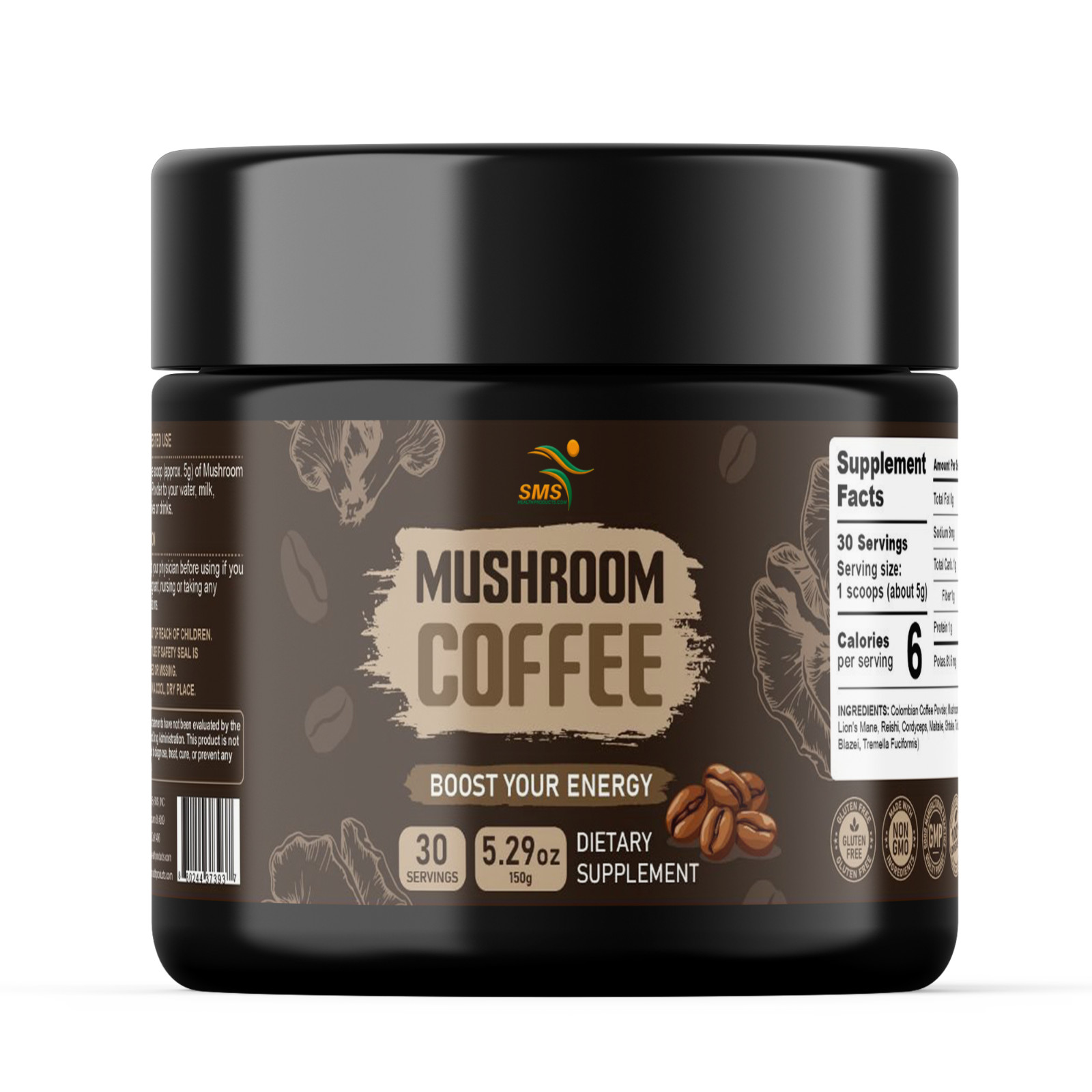 Organic Mushroom Coffee 9 Adaptogenic Mushroom 150g 30 Servings