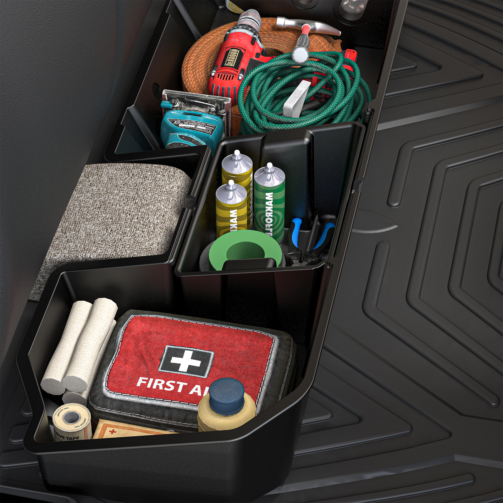 Rear Under Seat Storage for 2019-2024 Silverado Sierra 1500 20-24 2500HD 3500HD