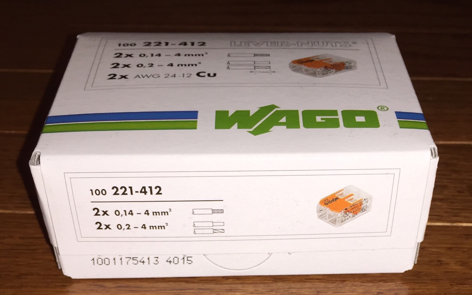 50 pcs WAGO 221-412 COMPACT Splicing Connectors 2 pole Lever Nuts FREE SHIPPING