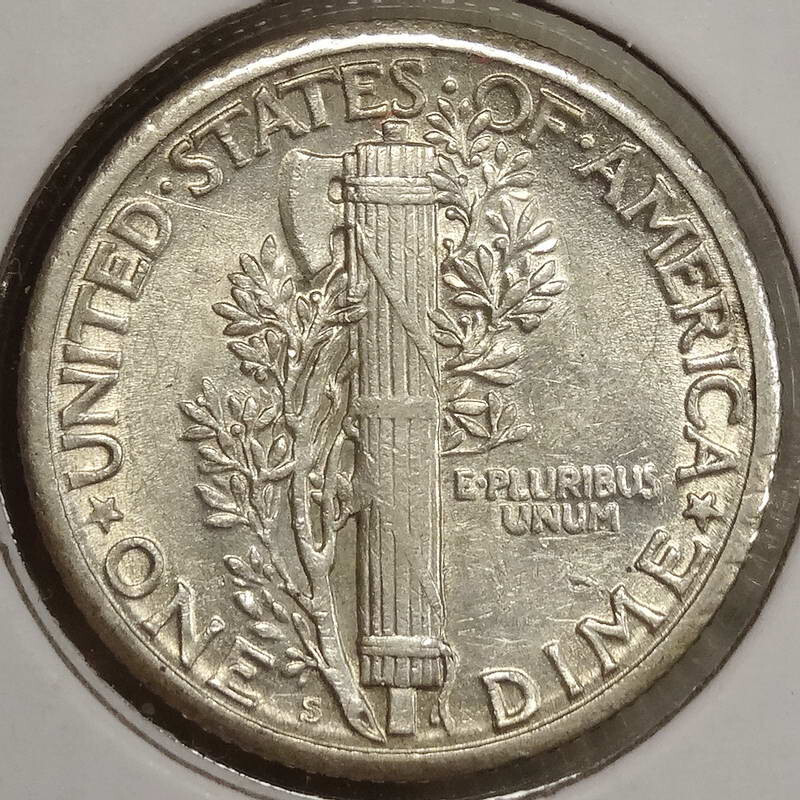 1924-S Mercury Dime, Almost Uncirculated, Better Date 1107-05