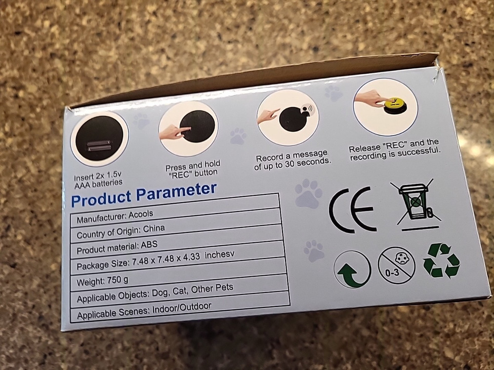 Acools Pet Talking Buttons 8 Pack Dog Training with Waterproof Mat READ!!