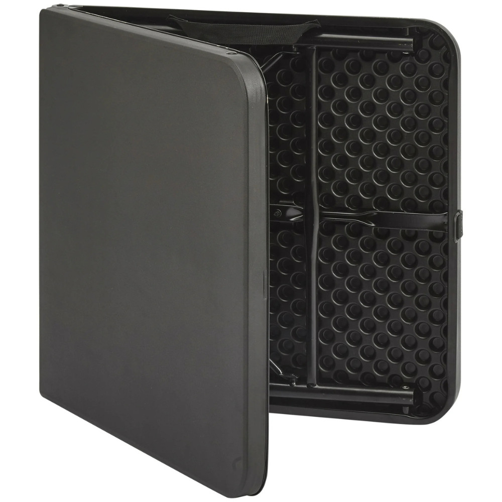 Mainstays 40" Plastic Adjustable Height Fold-in-Half Folding Table, Rich Black