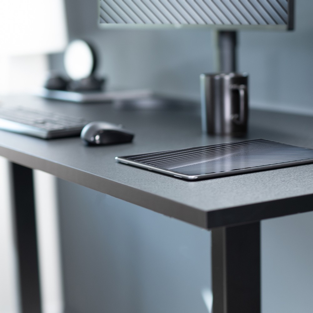 VIVO Black 71 x 30 inch Square Corner Table Top for Standing Desk Frames