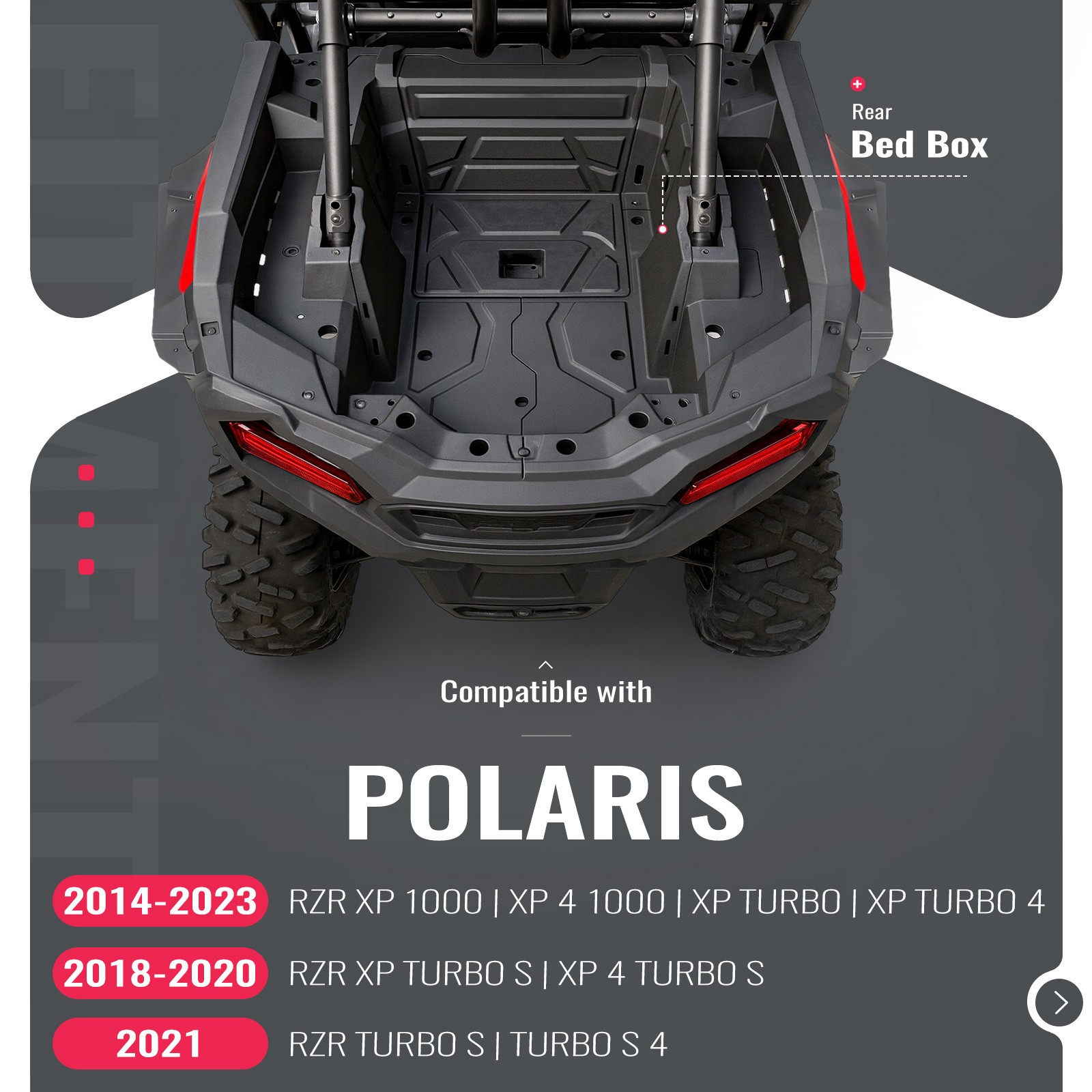 For Polaris RZR XP 1000 2014-2023 Left & Right Textured Rear Bed Box Section