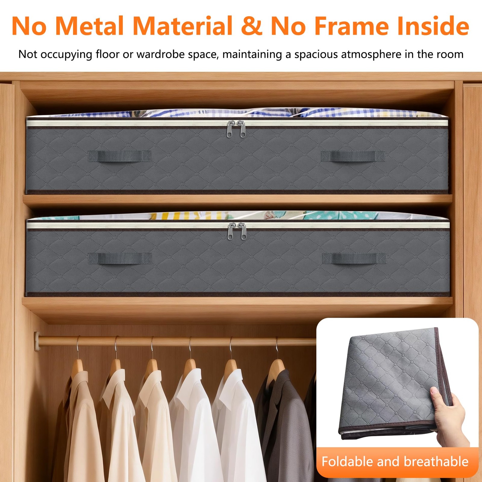 90L Under Bed Storage Bins 4-Pack Transparent Organizers with Lids Grey