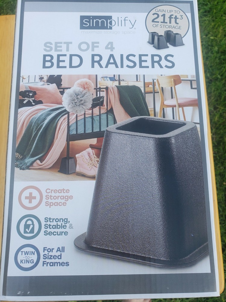 SIMPLIFY Home Collection 5 to 6-inch Black Bed Risers,4-pack (Stronger Support)