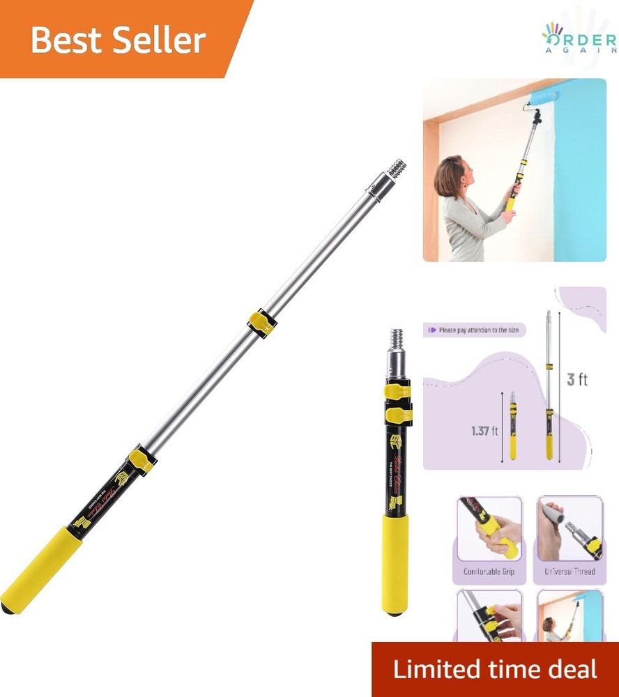 Paint Roller Extension Pole Aluminum Telescoping Handle 3 Ft Multi-Purpose