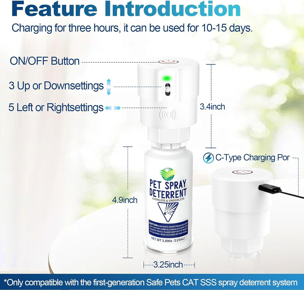 Cat Spray Deterrent System[1 Pack] Motion Activated Cat System, Pet Spray Deterr