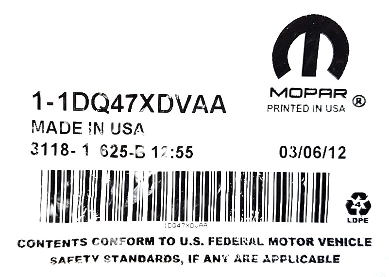 New OEM Mopar Left Fold Flat Shield 1DQ47XDVAA
