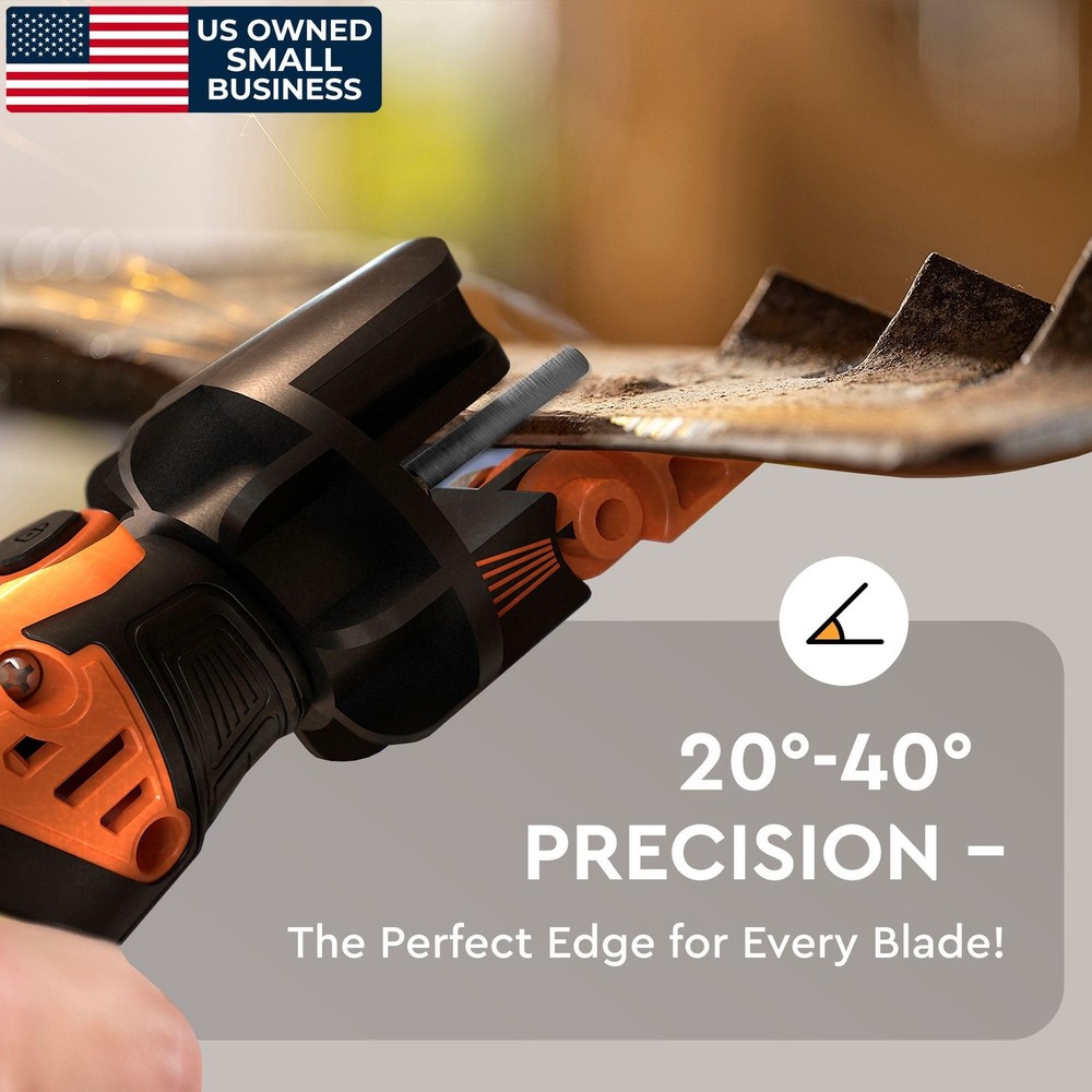 Sharp Pebble Cordless Lawn Mower Blade Sharpener – Adjustable 20° 40° Angle G...