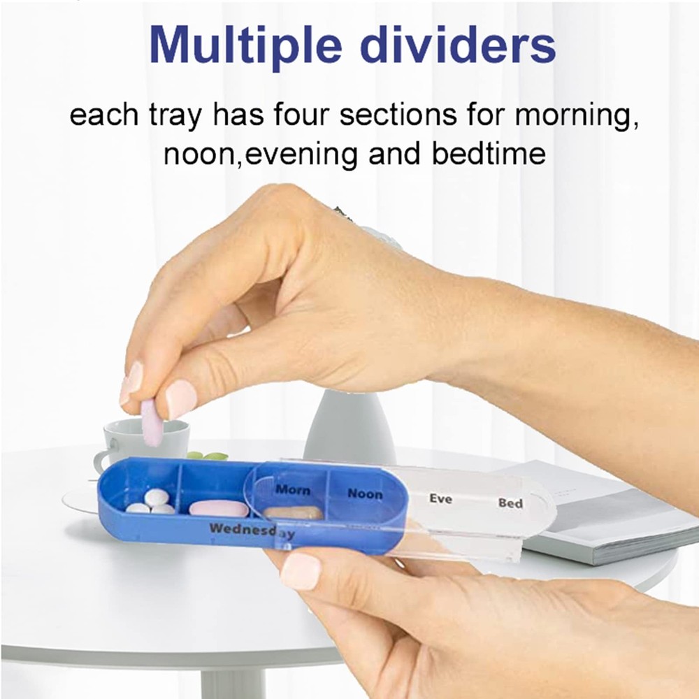 Weekly Stackable Pill Organizer 4 Times A Day Pill Case 7 Stackable Compartments