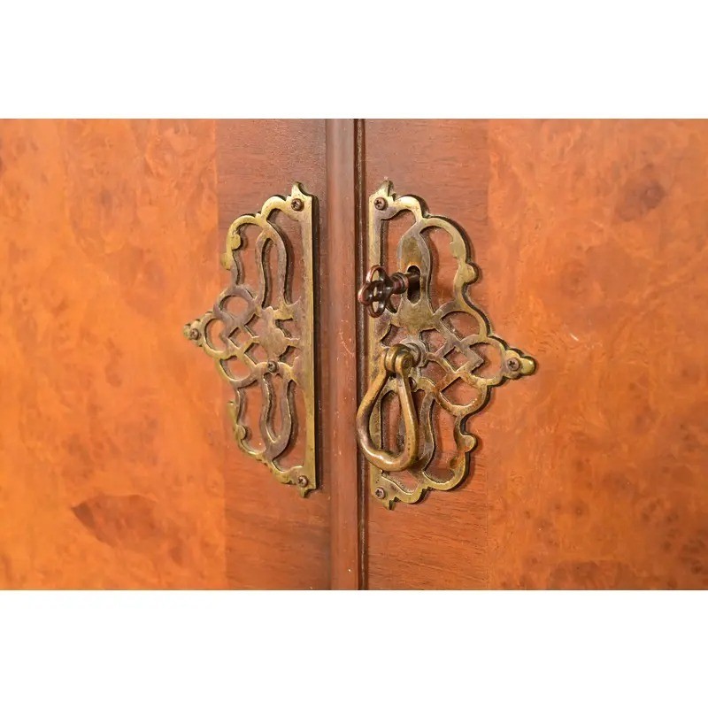 Antique Art Deco Burl Wood Armoire Dresser or Gentleman's Chest, Circa 1930s